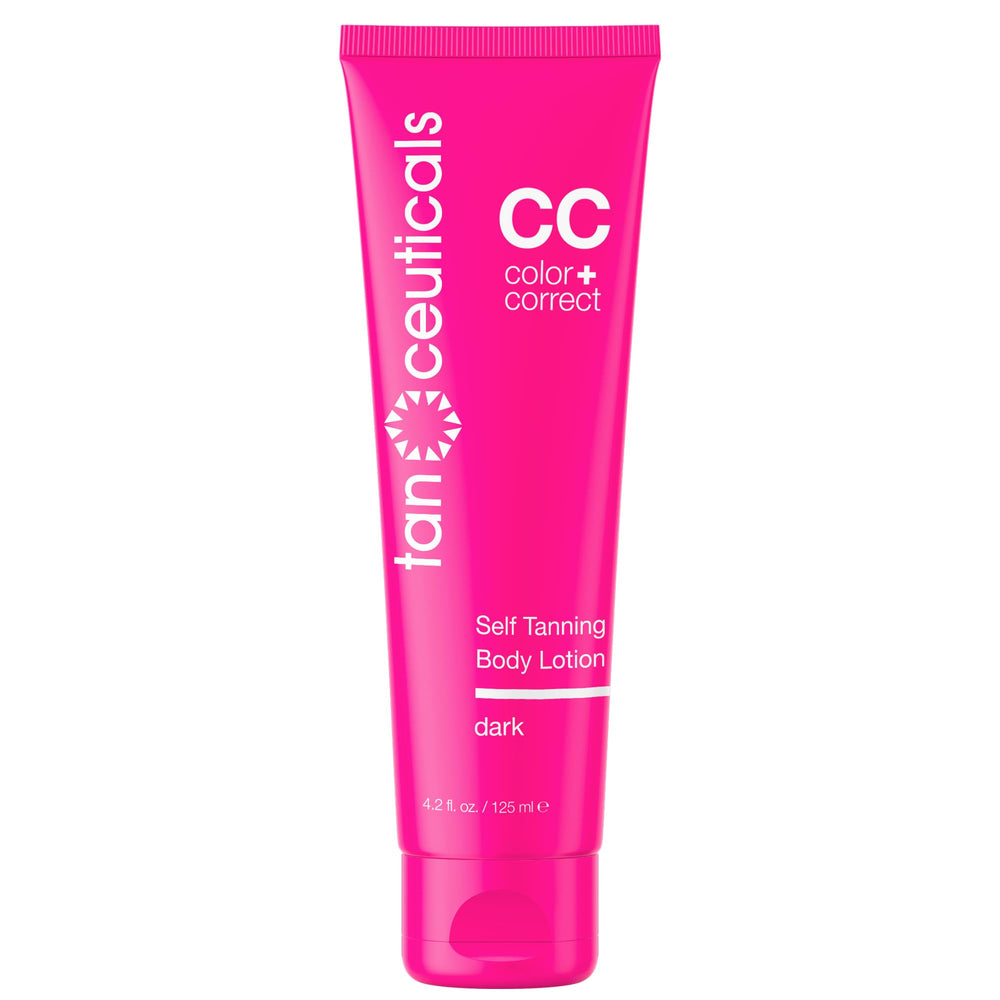 Tanceuticals Self Tanner Dark bottle closeup showing streak-free bronze glow