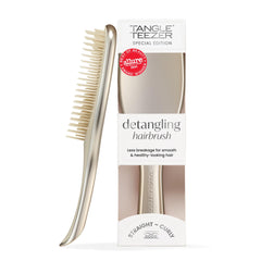 Tangle Teezer Chrome Ultimate Detangler Brush in Champagne Gold detangles wet hair smoothly.