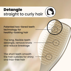 Tangle Teezer Chrome Ultimate Detangler is water-resistant for shower-friendly conditioning and distribution.