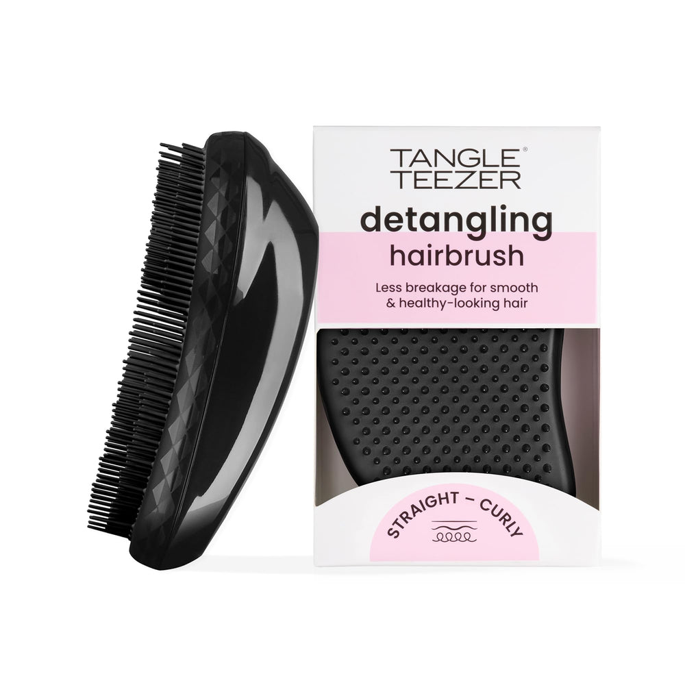 Tangle Teezer Original Detangler Panther Black front view for easy detangling anywhere