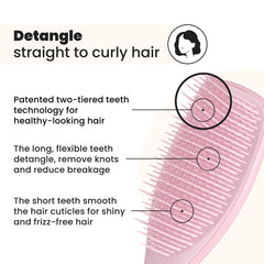 Tangle Teezer Ultimate Detangler Brush on dry hair smooths strands with two-tier teeth
