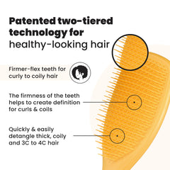 Tangle Teezer teeth-detail close-up showing two-tiered design for detangling curls