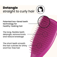 Close-up of long teeth on the Ultimate Detangler showing flexible detangling action.