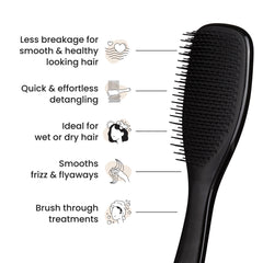 Tangle Teezer Ultimate Detangler smooths strands for a frizz-free finish.