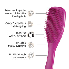 Tangle Teezer detangles wet hair gently, reducing tugging during conditioning.