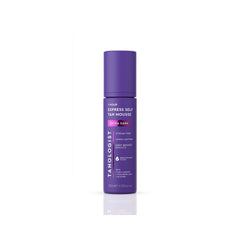 Tanologist Extra Dark Self-Tan Mousse foam pour demonstrates water-to-foam transformation for streak-free tanning.