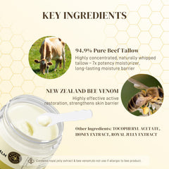 Tantea NZ bee venom ingredients label emphasizes ethical sourcing and purity.