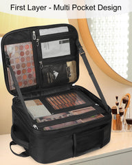 TANTO makeup backpack side pocket shows quick-access storage for brushes or accessories.