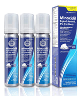 TARO Minoxidil 5% Foam bottle pour demonstrates easy scalp application.