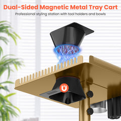 TASALON Gold magnetic dye bowls securely attached to tray for color work