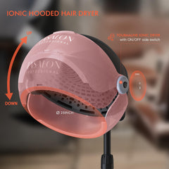 TASALON Ionic Hooded Hair Dryer rear vent and filterable intake for extended lifespan.