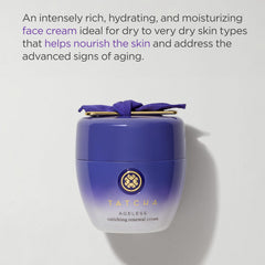 TATCHA Ageless Enriching Renewal Cream packaging closeup emphasizes premium skincare