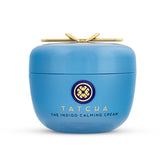 TATCHA Indigo Calming Cream bottle front, fragrance-free calming skincare for redness relief and hydration.
