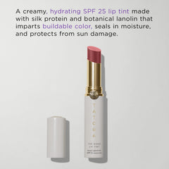 TATCHA Kissu Lip Tint SPF 25 badge highlights sun protection for lips.