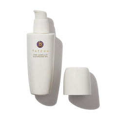 TATCHA Pure One Step Camellia Cleansing Oil bottle ready for gentle makeup removal ritual