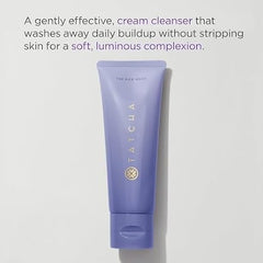 TATCHA Rice Wash packaging closeup emphasizes compact travel-friendly cleanser
