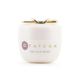 TATCHA Silk Peony Melting Under Eye Cream jar close-up showing silk-like texture for hydration.