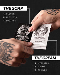 Tattoo Care ink hydration soap pillow pack provides hydrating clean for tattoos.