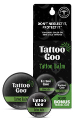 Tattoo Goo tattoo balm tin front view for at-home soothing aftercare.