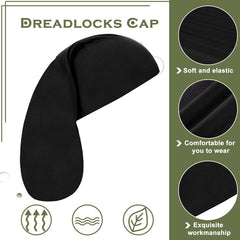 Tatuo dread cap black on head maintains smooth look after workouts