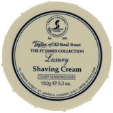 Taylor of Old Bond Street St. James shaving cream bowl showcases classic citrus-wood-amber scent for a luxurious shave.