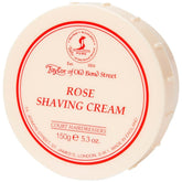 Taylor of Old Bond Street Rose shaving cream jar front for a luxurious rose-scented shave.