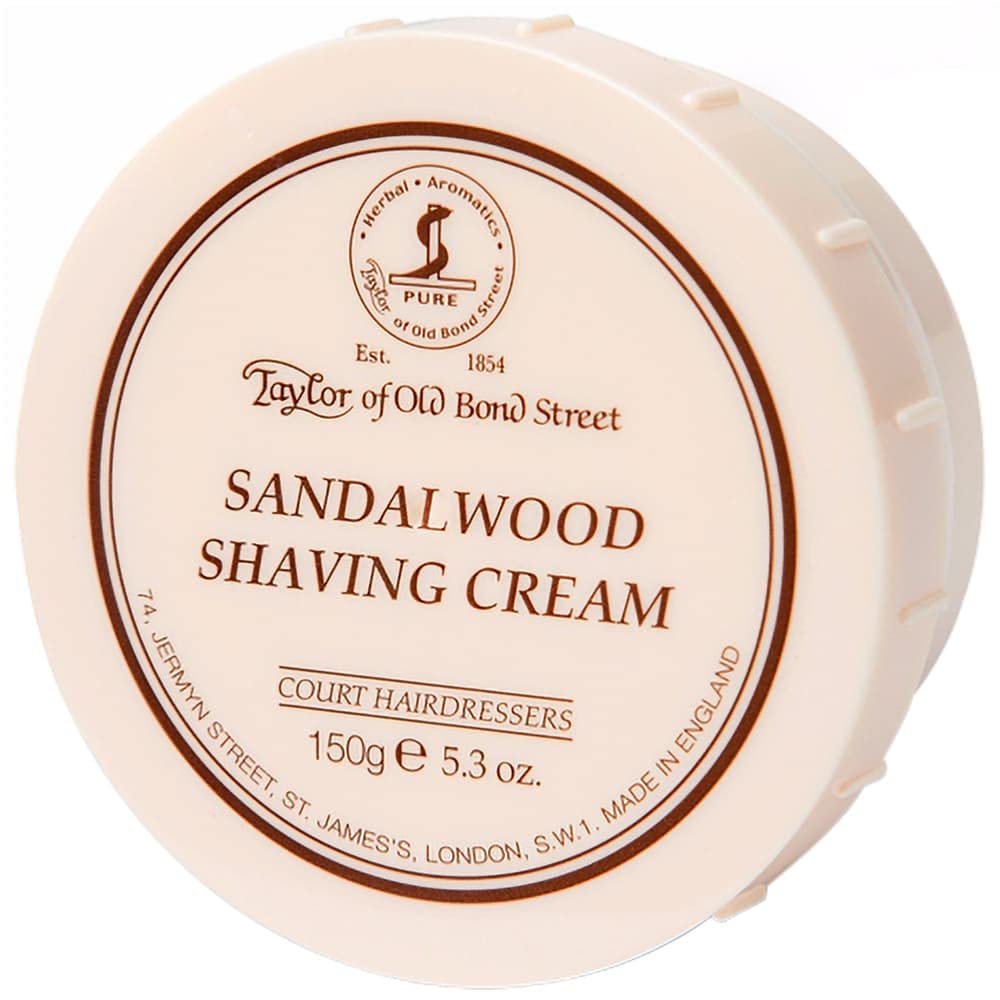 Taylor of Old Bond Street sandalwood shaving cream bowl closed for storage and reuse