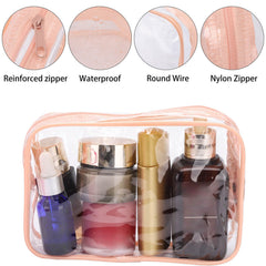Tbestmax peach pink clear cosmetic bag open zipper for quick item retrieval
