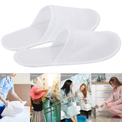 Tbestmax spa slippers white closed-toe with soft fleece uppers for hotel stays
