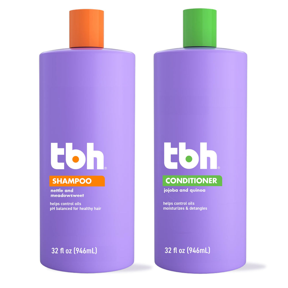 TBH Kids & Teens shampoo bottle closeup for gentle tween cleansing and fresh scent