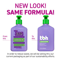 TBH teen-kids conditioner-pour highlights creamy texture for easy application and smoothing