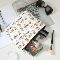 TBT Cartoon Bear makeup bag side view highlights durable canvas for travel.