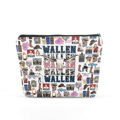 TBT makeup bag cowgirl skull front view shows durable canvas for travel.