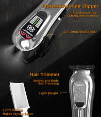 TCMKY hair clippers set side view highlighting ergonomic grip for self-cutting