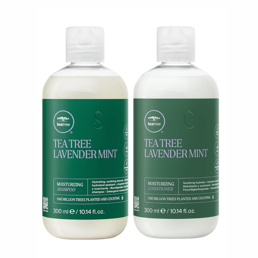 Tea Tree All Is Calm Holiday Gift Set box showcases lavender-mint trio for soothing, detangling hair care.