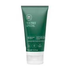 Tea Tree Hair Mask bottle highlights hydrating treatment for all hair types.