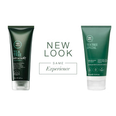 Tea Tree Hair Mask label on packaging emphasizing hydration and care.