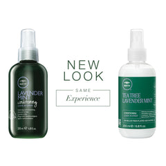 Tea Tree Lavender Mint Conditioning Leave-In Spray ingredients showcase lavender, mint, and panthenol for moisture.