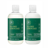 Tea Tree Lemon Sage Thickening Shampoo bottle boosts volume for fine hair.