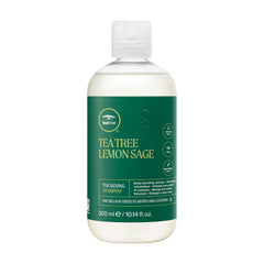 Tea Tree Lemon Sage Thickening Shampoo bottle shows lift for fine hair