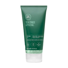 Tea Tree Styling Gel bottle front shows medium hold and high shine for all hair types
