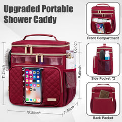 Tealari large toiletry bag arranged in dorm organizer setup for cosmetics and toiletries.