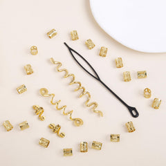 TEBIEKOY gold dreadlock beads and snake clips closeup highlight durable alloy finish.