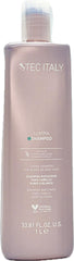 Tec Italy Lumina Shampoo on white hair demonstrating yellow-neutralizing effect