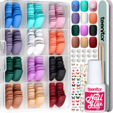 Teenitor 288pcs short press-on nails kit, box front, enabling quick at-home manicures.