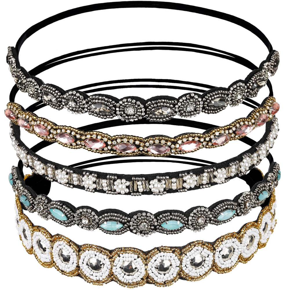 Teenitor hairband rhinestone beads closeup for glamorous evening wear