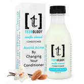 Teenology Vanilla Almond Conditioner bottle showing clean ingredients for clear skin and hair.