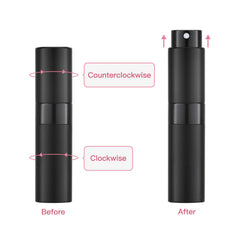Tekson travel perfume atomizer pink highlights stylish cap-free design for easy spraying.