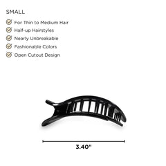 Teleties flat round clip with bendable teeth maintains long-lasting hold