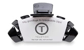 Teleties Jet Black medium hair clip close-up showing strong grip for secure updos.